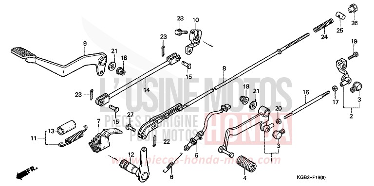 PEDAL von Shadow VT125C CANDY GLORY RED-U (R101) von 2000